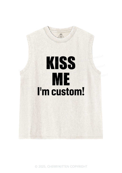 Kiss Me Im Custom Y2K Washed Muscle Tank Cherrykitten
