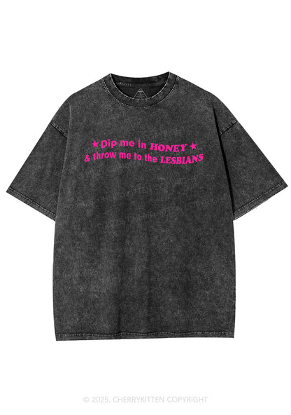 Honey Lesbians Pride Y2K Shirts Washed Tee Cherrykitten