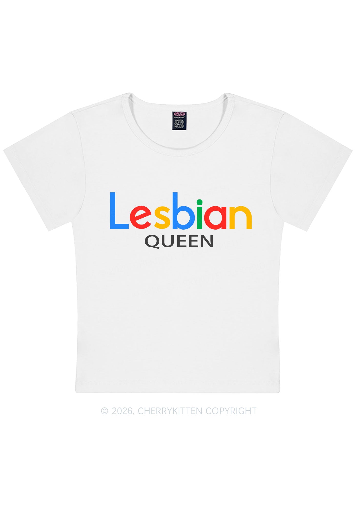Lesbian Queen Pride Y2K Baby Tee Cherrykitten