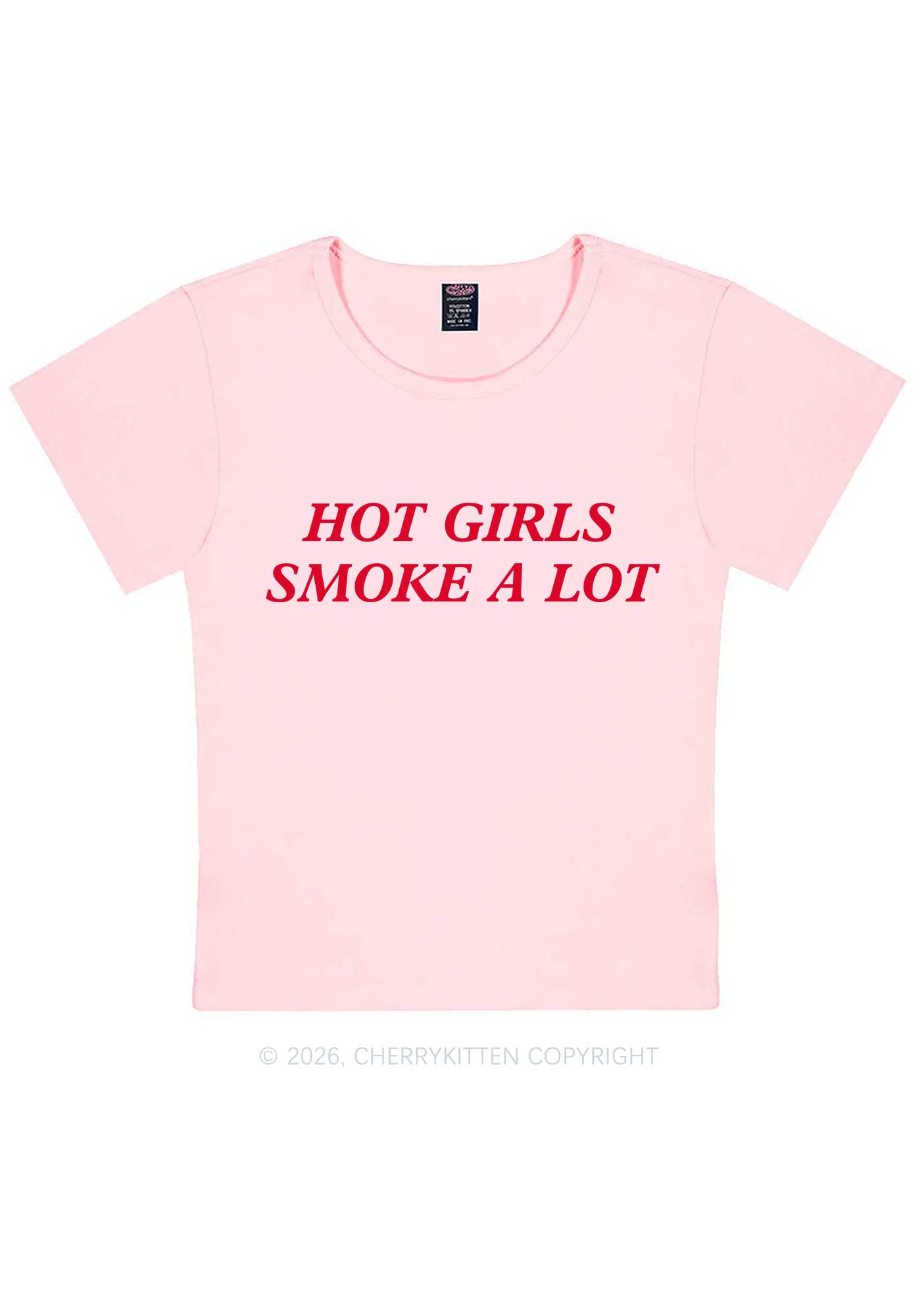 Hot Girls Smoke A Lot Y2K Baby Tee Cherrykitten