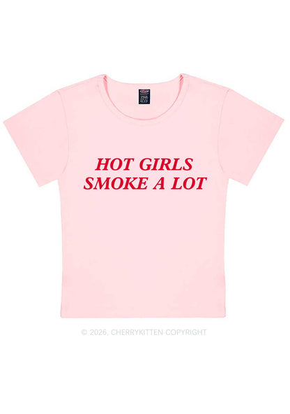 Hot Girls Smoke A Lot Y2K Baby Tee Cherrykitten