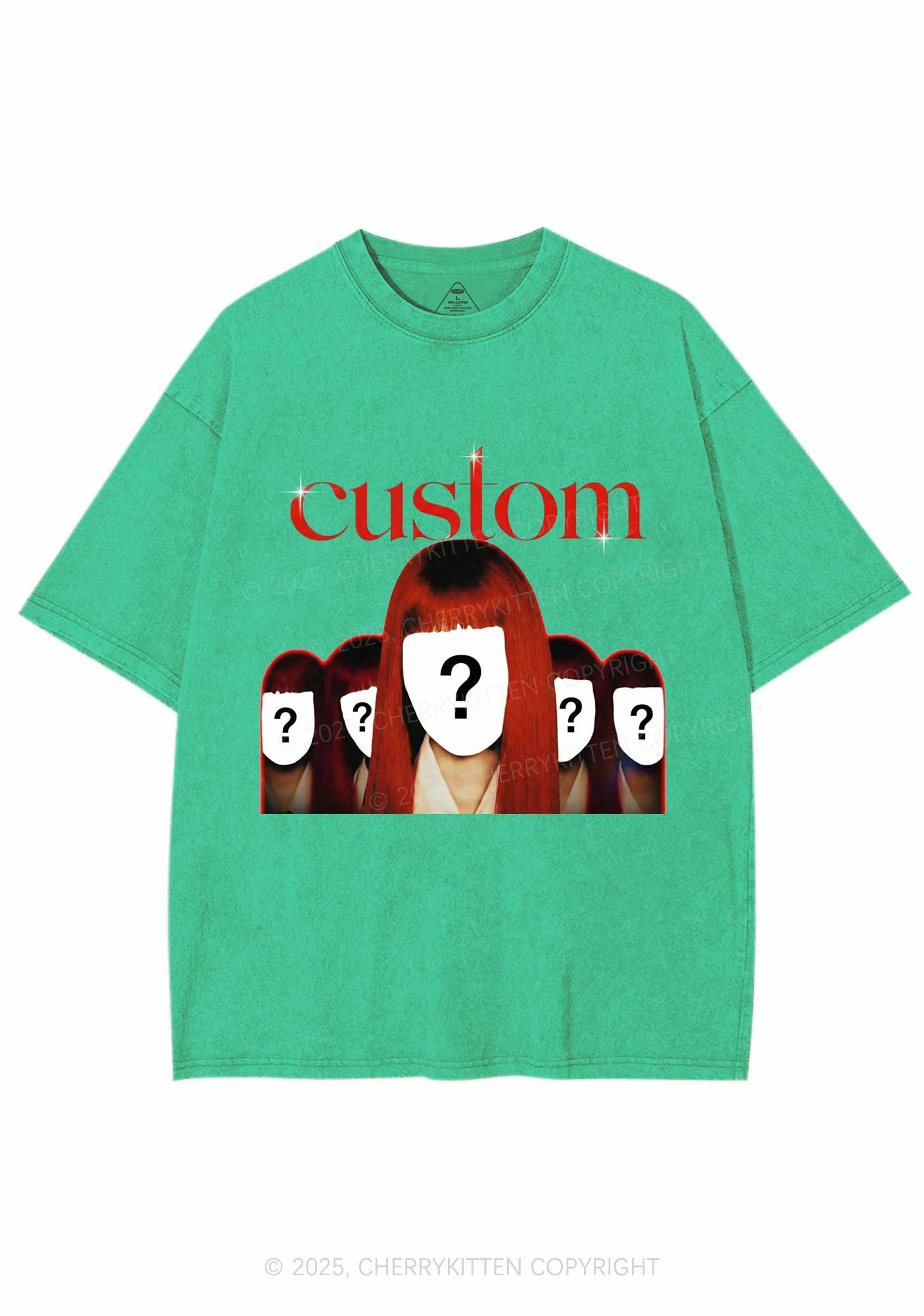 Custom Five Portraits Y2K Shirts Washed Tee Cherrykitten