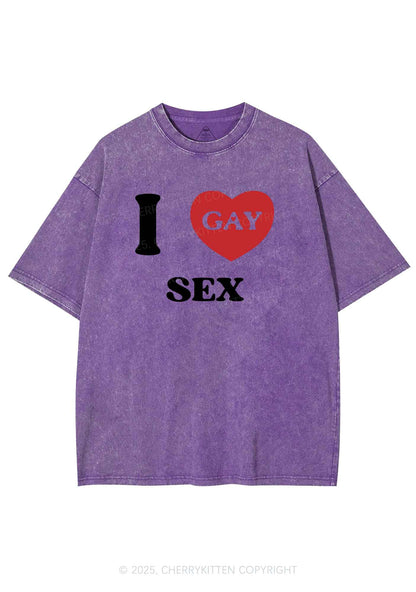 I Love Sx Gay Pride Y2K Shirts Washed Tee Cherrykitten