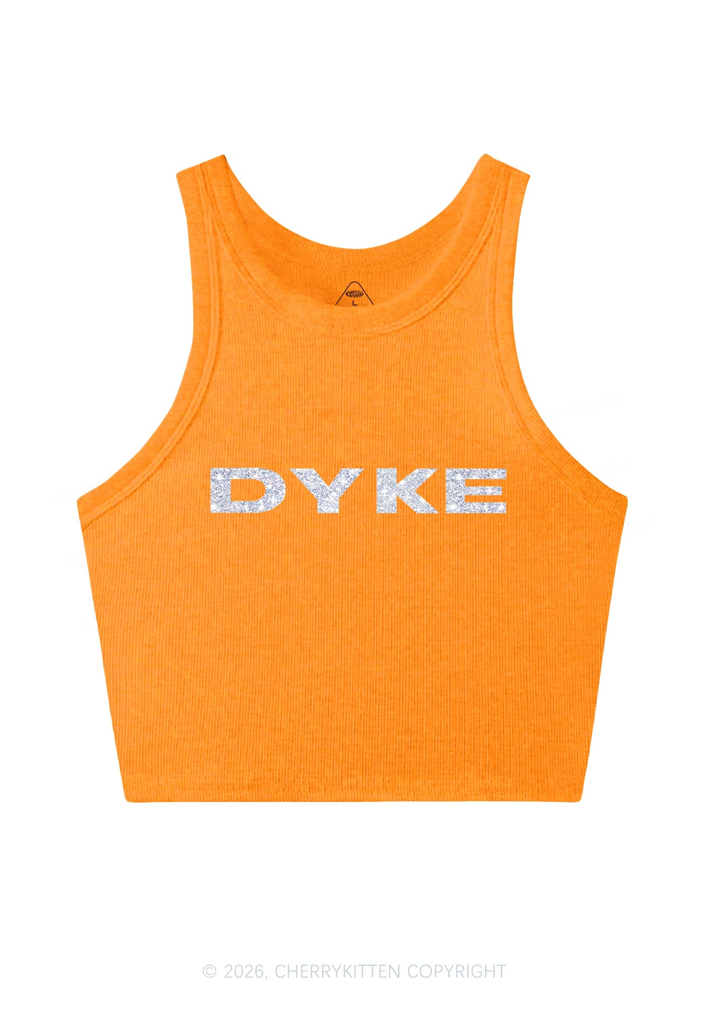 Glitter DYKE Pride Y2K Crop Tank Top Cherrykitten