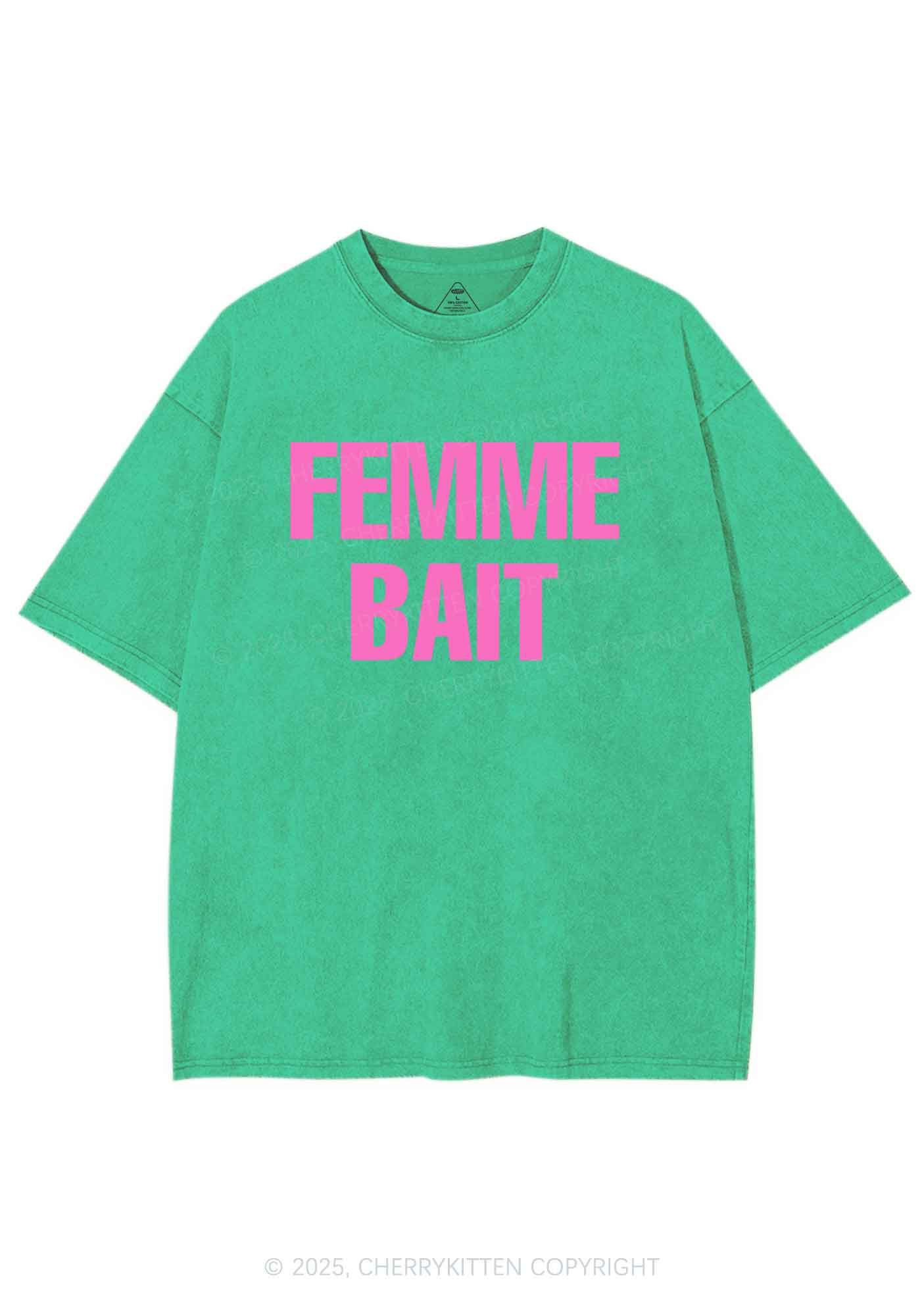 Femme Bait Y2K Shirts Washed Tee Cherrykitten