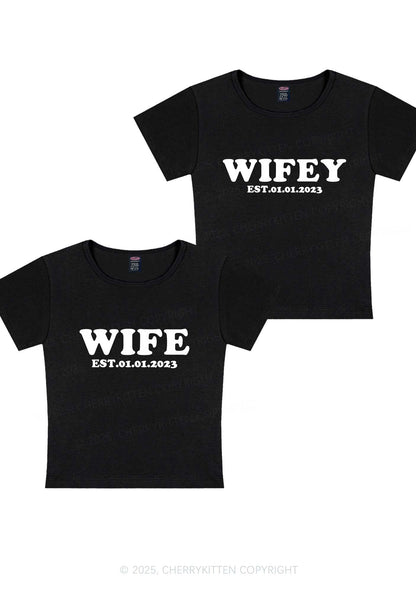 Wife Wifey Custom Date Y2K Valentine's Day Baby Tee Cherrykitten