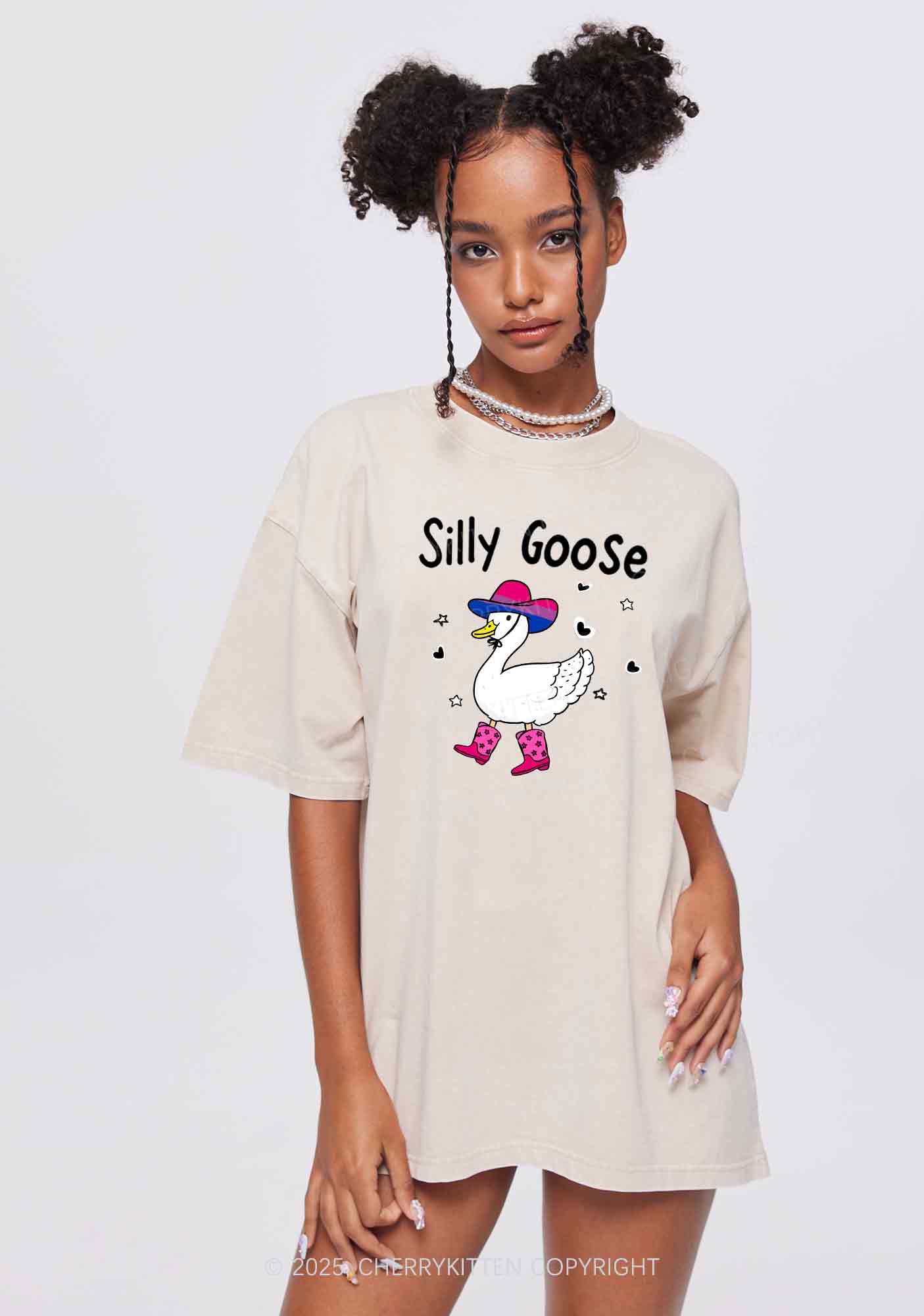 Silly Goose Bisexual Pride Y2K Shirts Washed Tee Cherrykitten