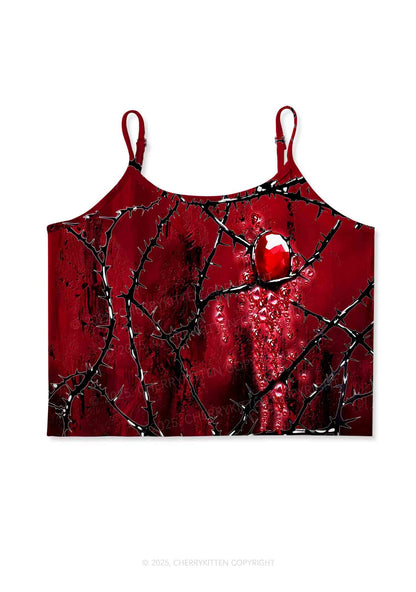 Thorned Ruby Y2K Print Cami Crop Top Cherrykitten