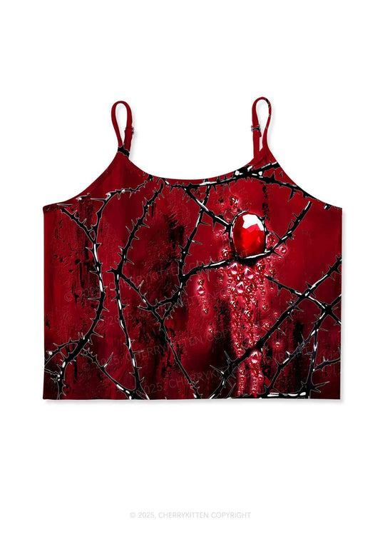 Thorned Ruby Y2K Print Cami Crop Top Cherrykitten