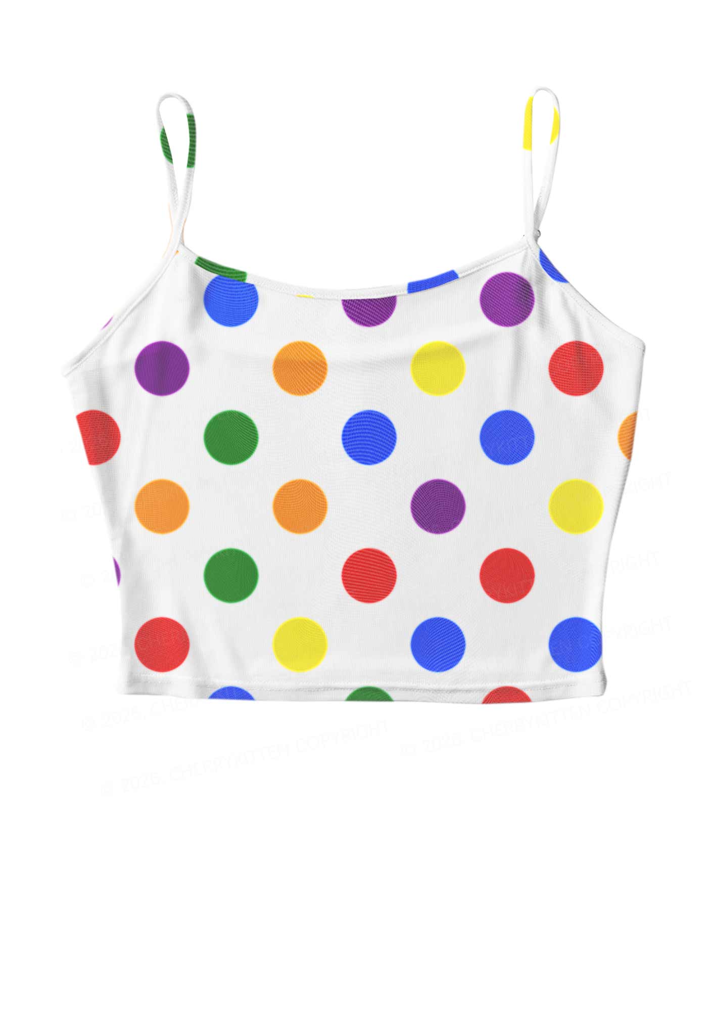 Rainbow Dots On White Pride Y2K Mesh Cami Tank Cherrykitten