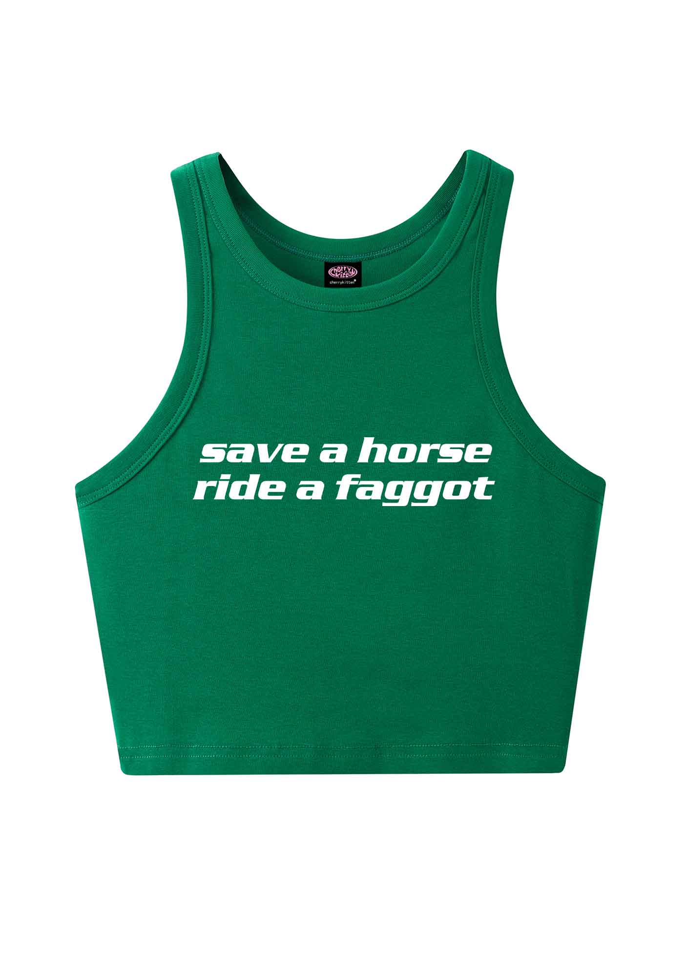 Save Horse Ride Faggot Pride Y2K Crop Tank Top Cherrykitten