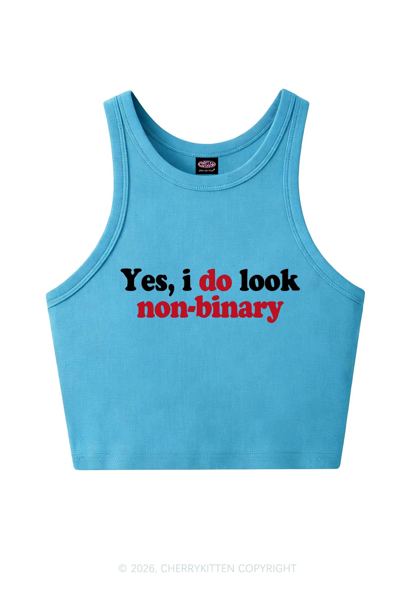 I Do Look Nonbinary Pride Y2K Crop Tank Top Cherrykitten