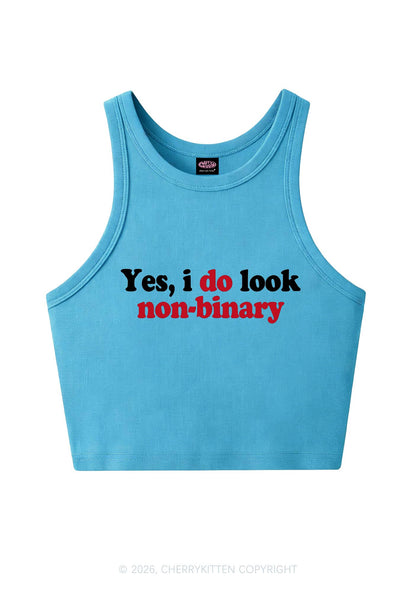 I Do Look Nonbinary Pride Y2K Crop Tank Top Cherrykitten