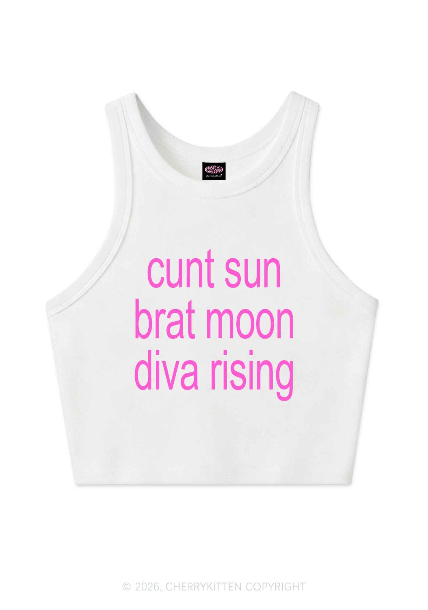 Cxxt Sun Brat Moon Diva Rising Y2K Crop Tank Top Cherrykitten