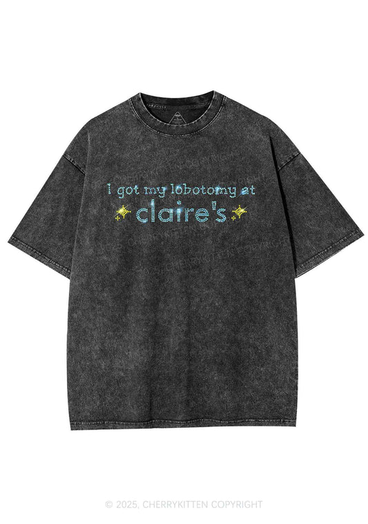 Rhinestone I Got My Lobotomy At Claires Y2K Shirts Washed Tee Cherrykitten