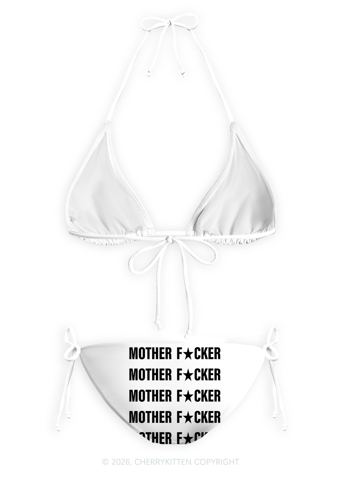 Mother Fxxker Y2K Print Bikini Set Cherrykitten