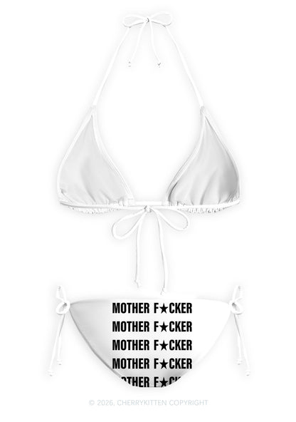 Mother Fxxker Y2K Print Bikini Set Cherrykitten