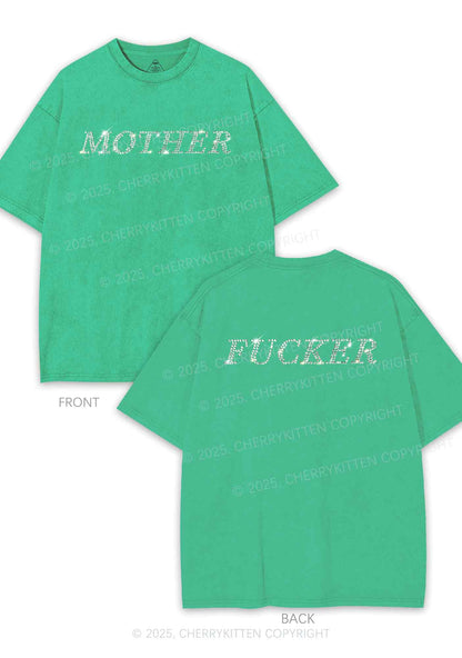 Rhinestone Motherfxcker Two Sides Y2K Shirts Washed Tee Cherrykitten