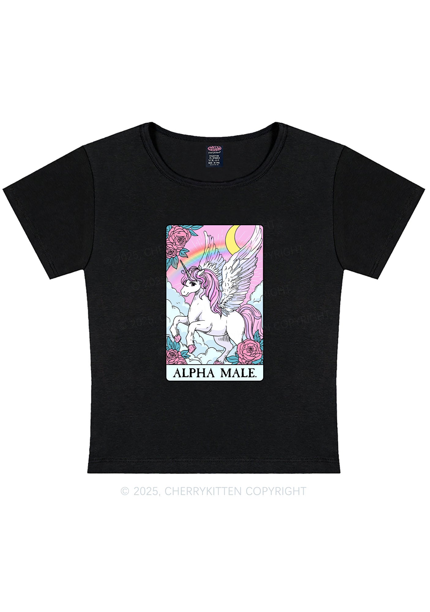 Rose Unicorn Alpha Male Y2K Baby Tee Cherrykitten