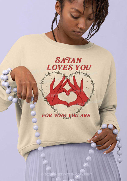 Satan Loves You Heart Halloween Y2K Sweatshirt Cherrykitten