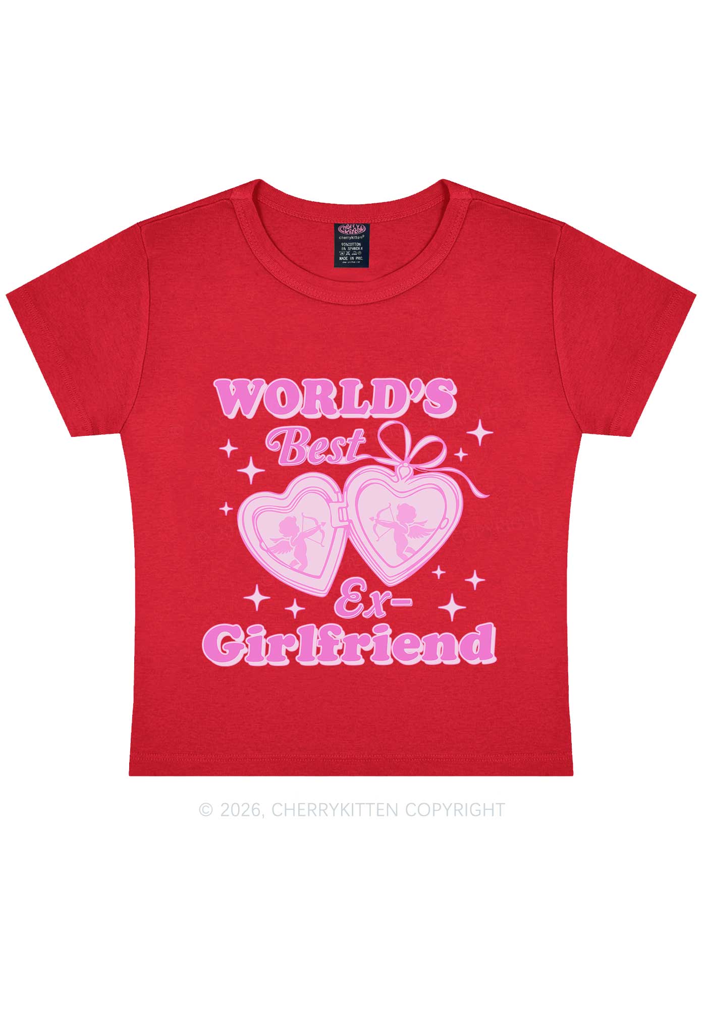 Worlds Best Ex GF Valentine's Day Y2K Baby Tee Cherrykitten