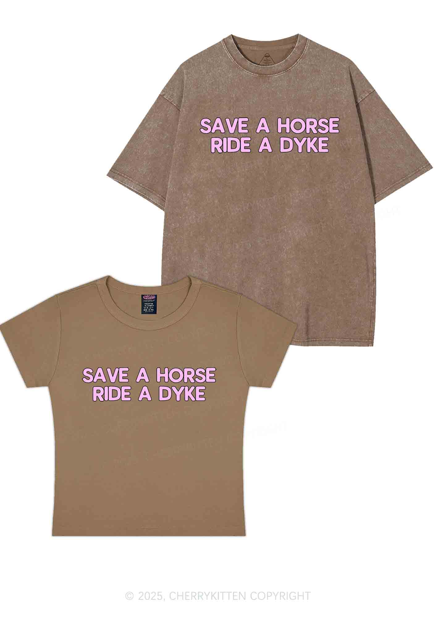 Save Horse Ride Dyke Y2K Valentine's Day Couple Shirt Cherrykitten