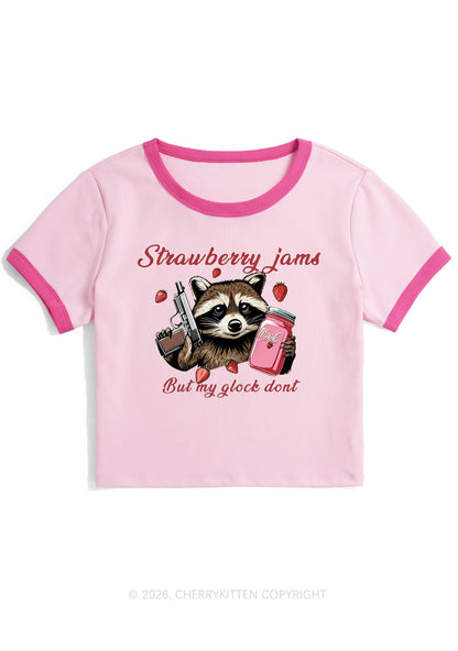 Strawberry Jams Raccoon Y2K Ringer Tee Cherrykitten