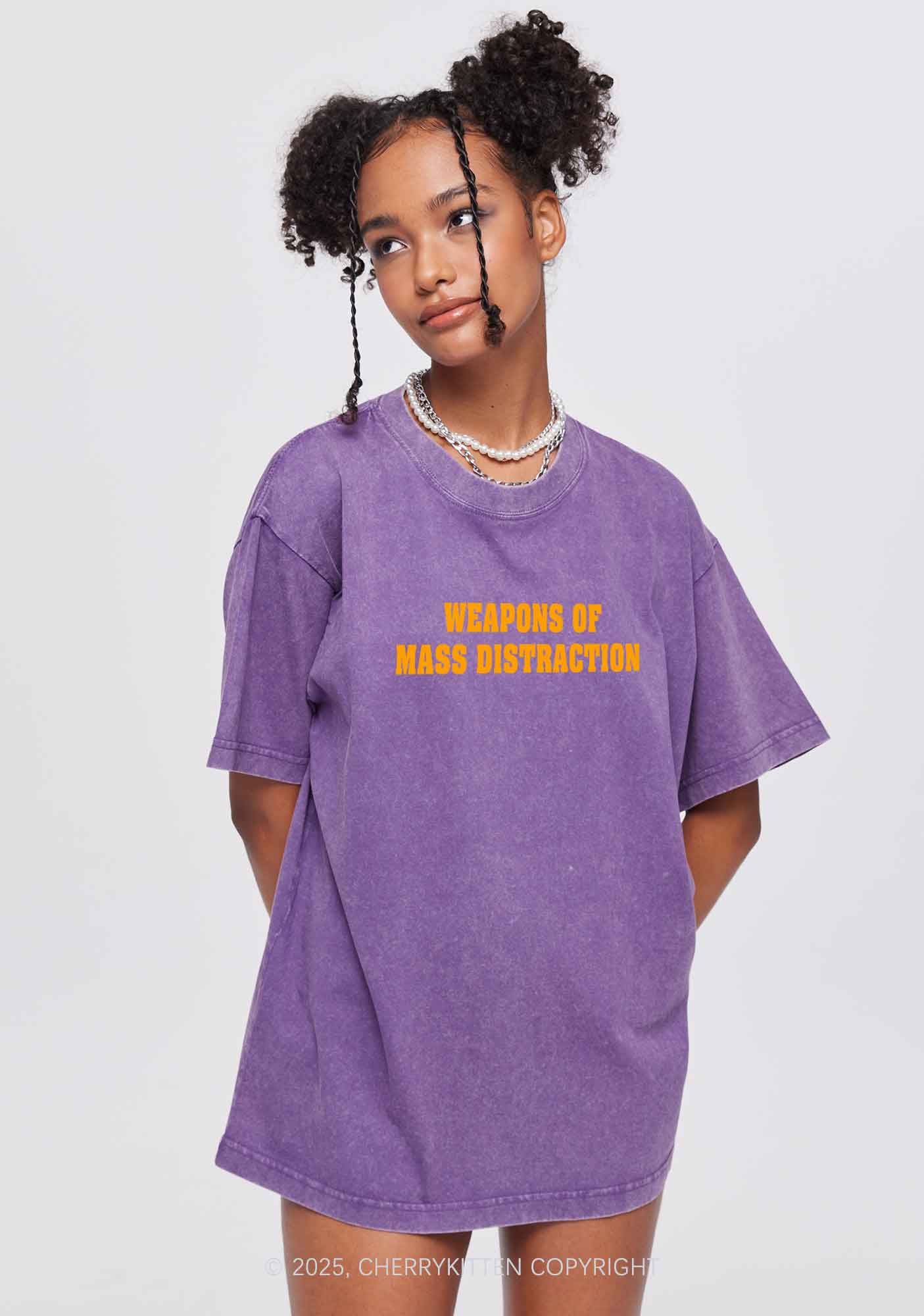 Weapons Of Mass Distraction Y2K Shirts Washed Tee Cherrykitten