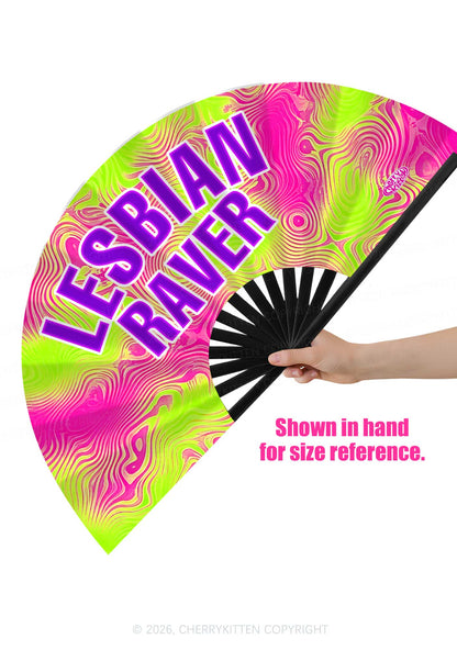 Lesbian Raver Y2K Rave Hand Fan Cherrykitten
