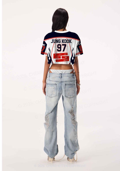 Kpop Red Dragon Y2K Crop Sport Jersey Shirts Cherrykitten