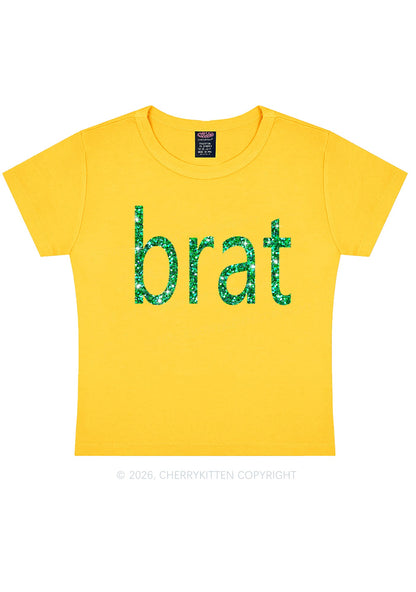 Glitter Green Brat Y2K Baby Tee Cherrykitten