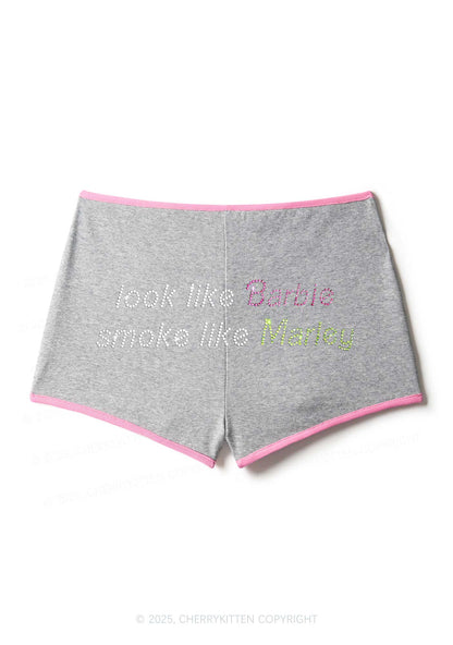 Rhinestone Smoke Like Marley Y2K Booty Shorts Cherrykitten