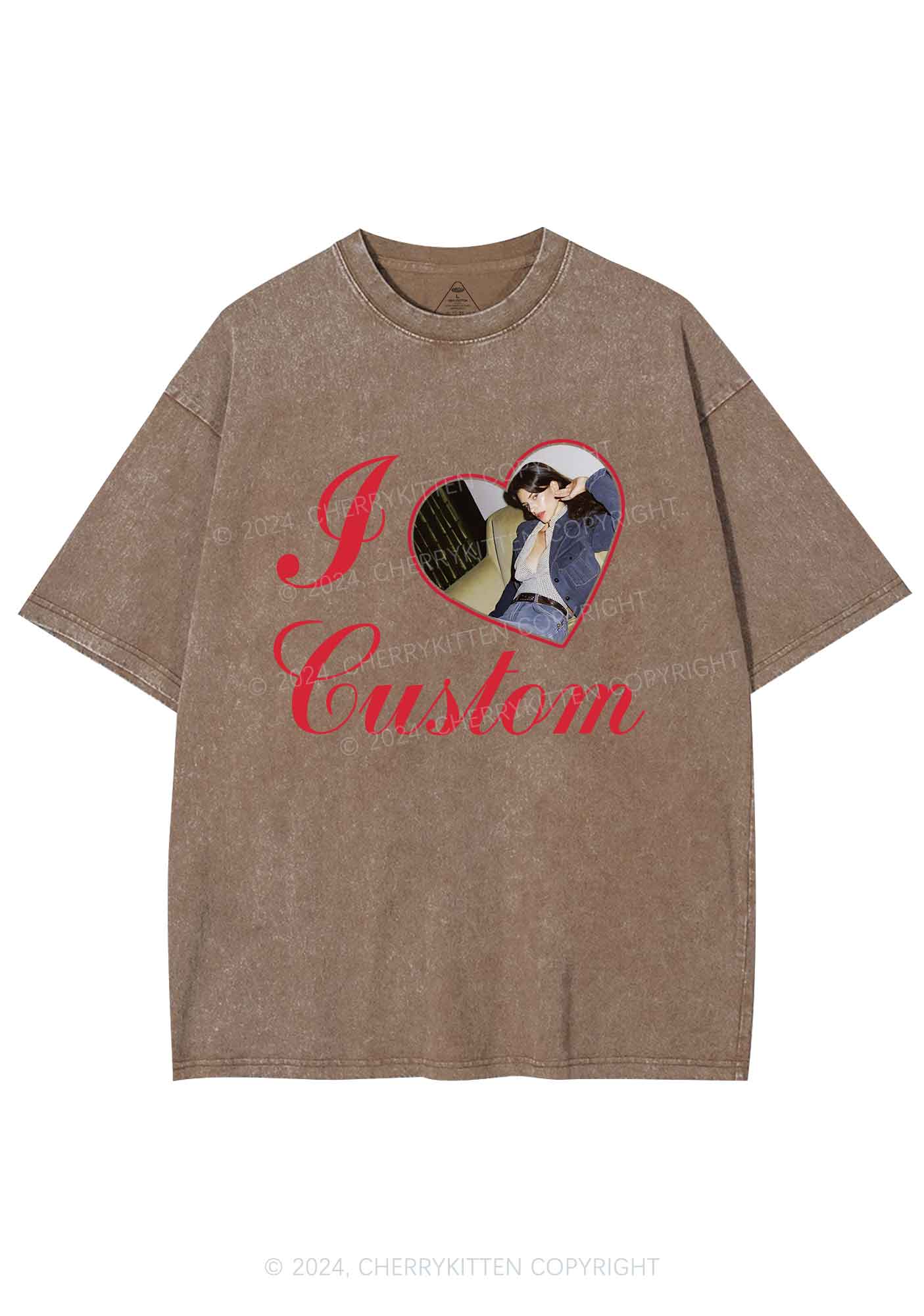 I Love Custom Name Y2K Valentine's Day Washed Tee Cherrykitten