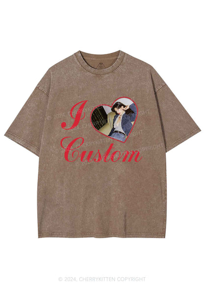 I Love Custom Name Y2K Valentine's Day Washed Tee Cherrykitten