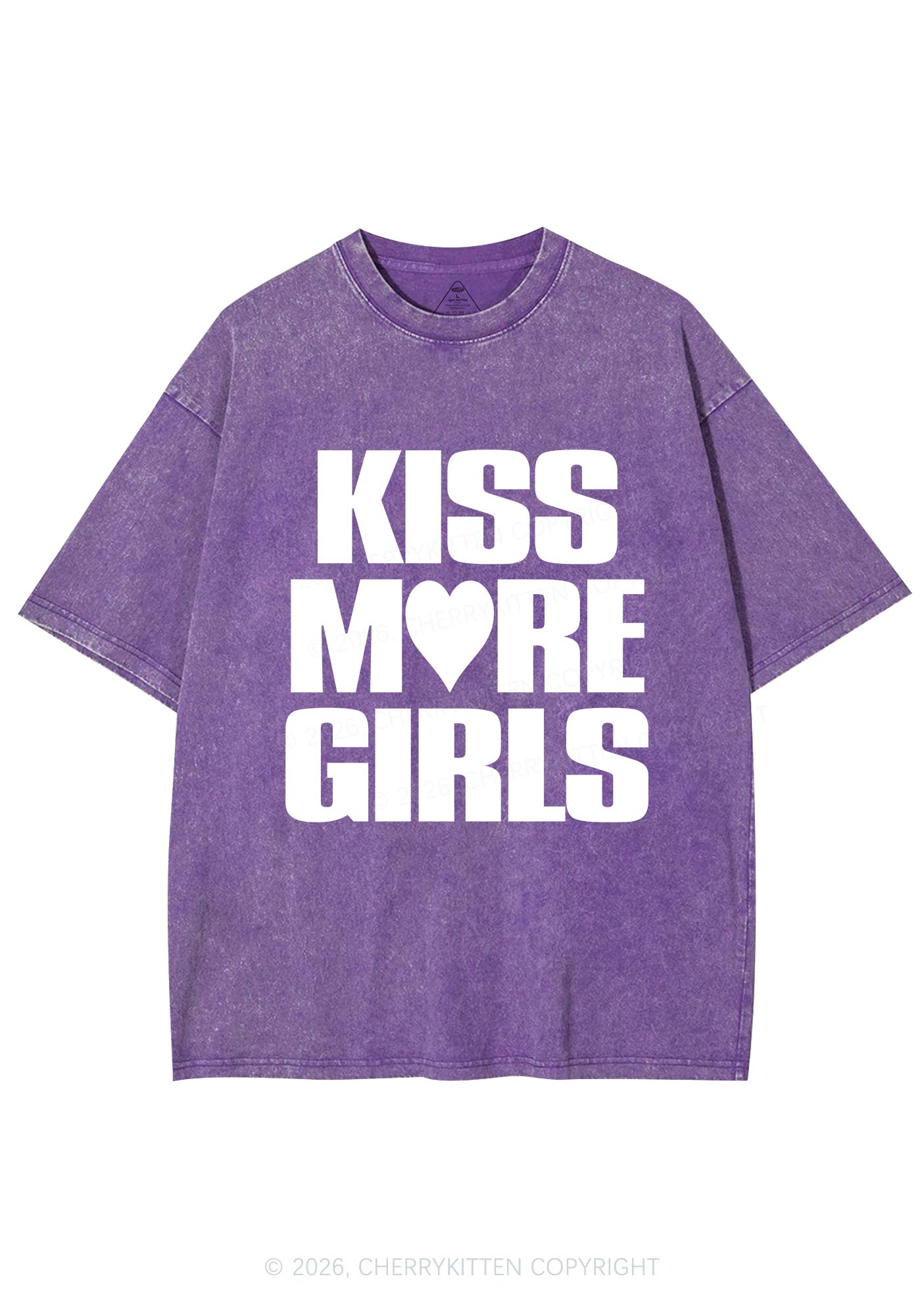 Kiss More Girls Heart Pride Y2K Shirts Washed Tee Cherrykitten
