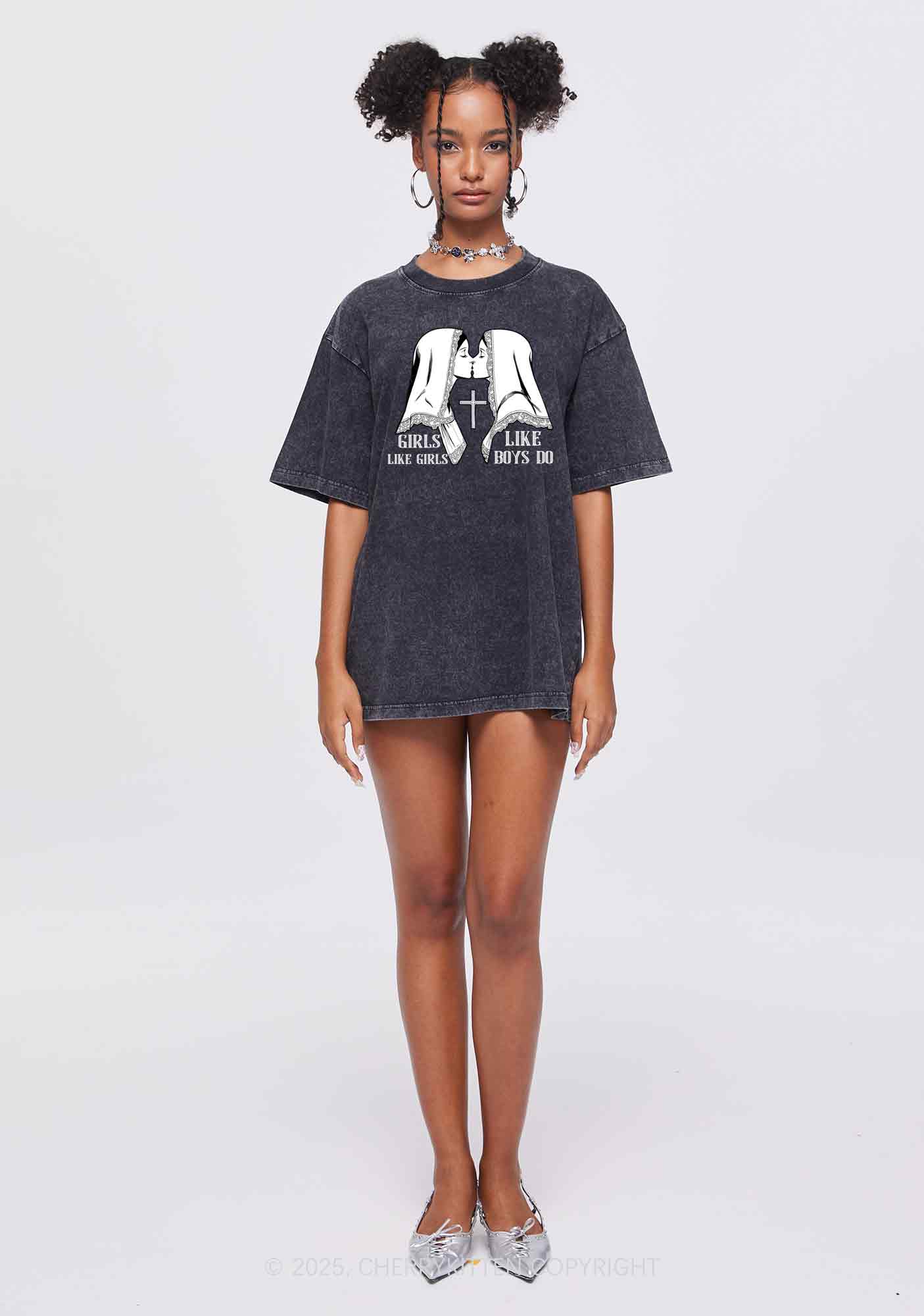 Girls Like Girls Pride Y2K Shirts Washed Tee Cherrykitten