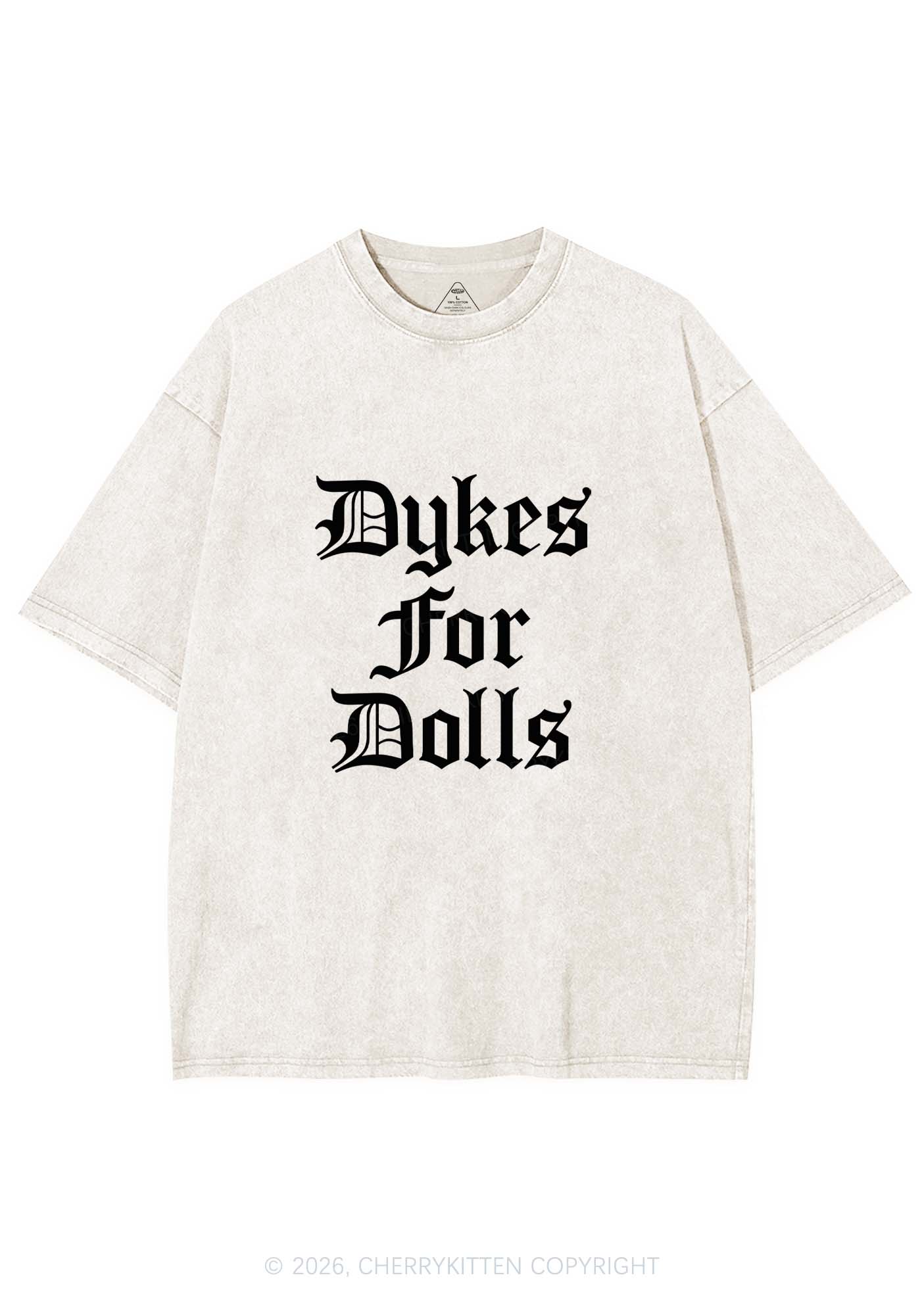 Dykes For Dolls Pride Y2K Shirts Washed Tee Cherrykitten