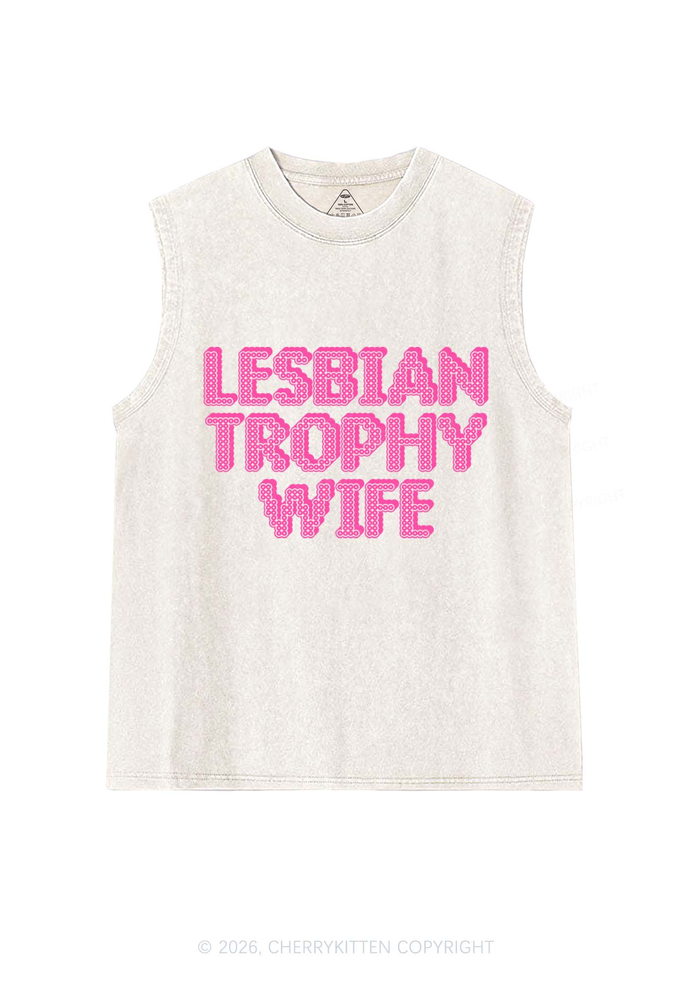 Lesbian Trophy Wife Pride Y2K Washed Muscle Tank Cherrykitten