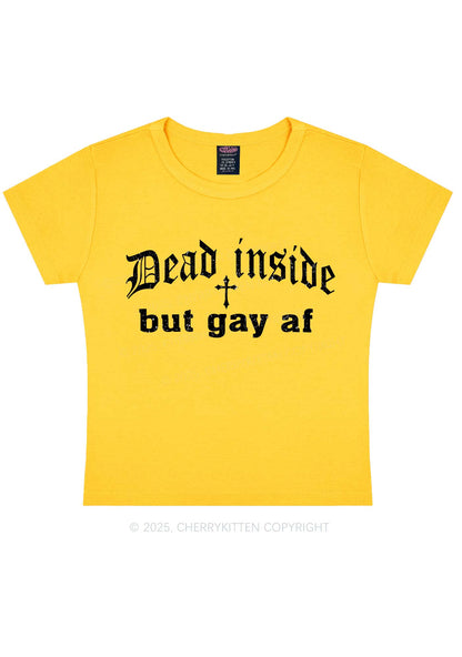 Dead Inside But Gay AF Pride Y2K Baby Tee Cherrykitten