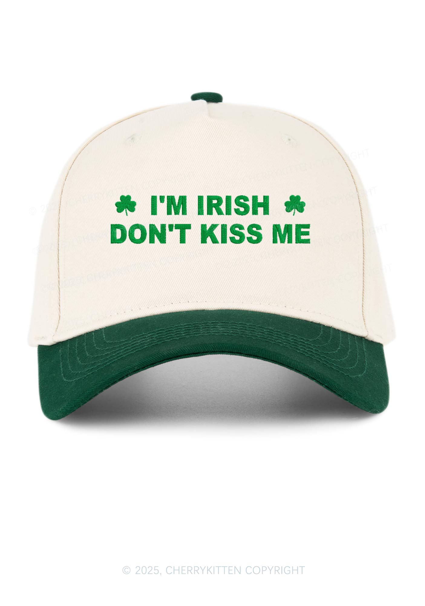 Embroidered Dont Kiss Irish St Patricks Y2K Color Block Baseball Cap Cherrykitten