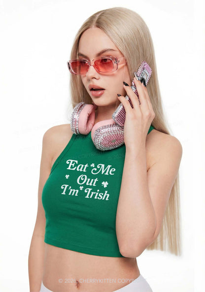 Eat Me Out Im Irish St Patricks Y2K Crop Tank Top Cherrykitten