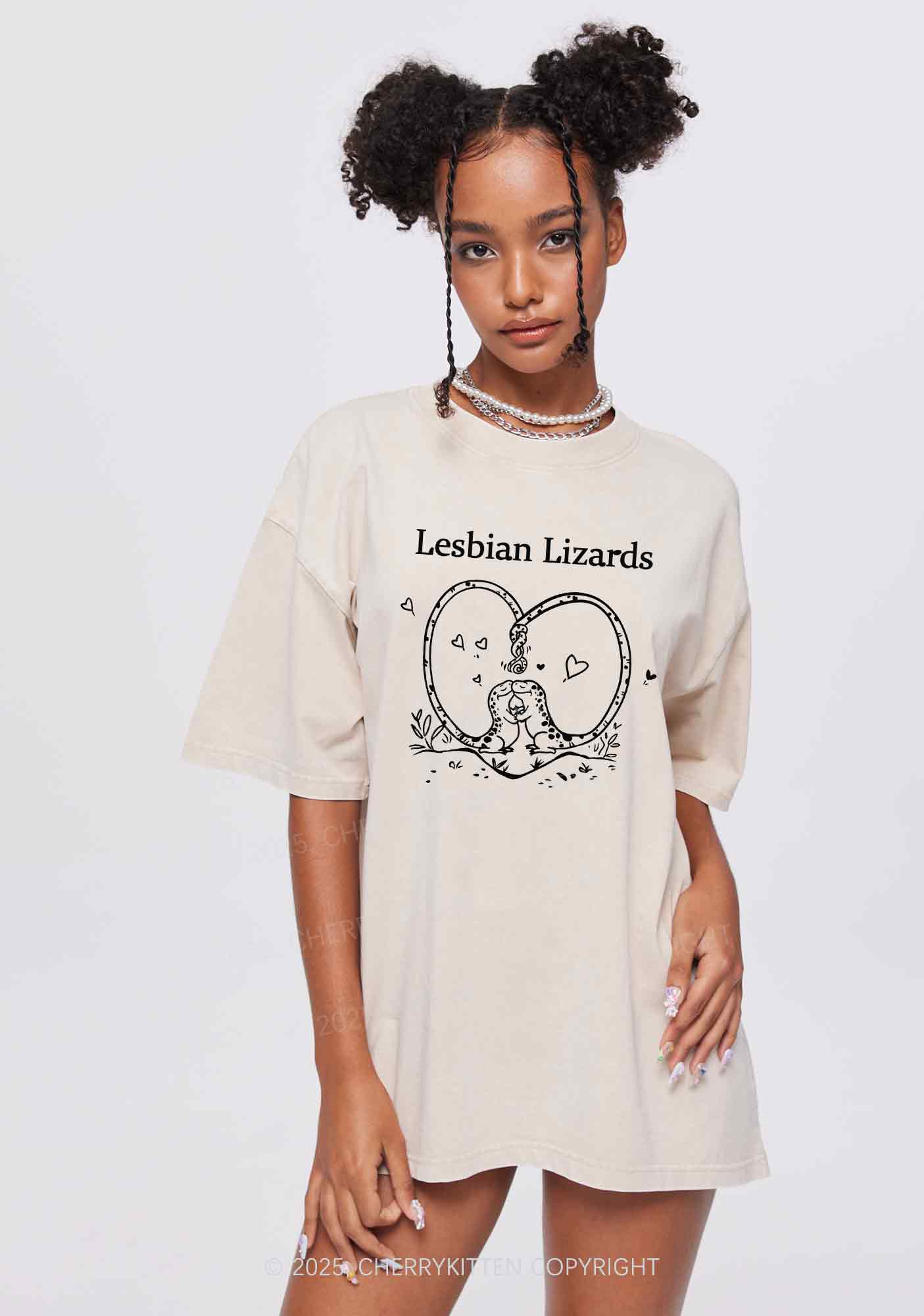 Lesbian Lizards Y2K Shirts Washed Tee Cherrykitten