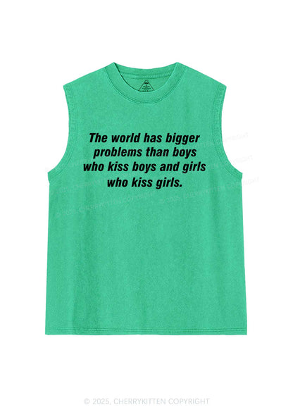 Who Kiss Girls Pride Y2K Washed Muscle Tank Cherrykitten
