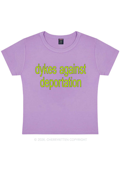 Dykes Against Deportation Pride Y2K Baby Tee Cherrykitten