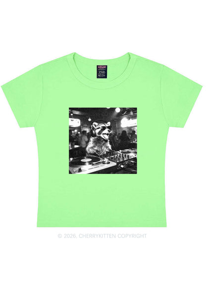Vintage DJ Raccoon Y2K Baby Tee Cherrykitten