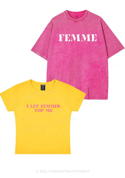 I Let Femmes Top Me Y2K Valentine's Day Couple Shirt Cherrykitten