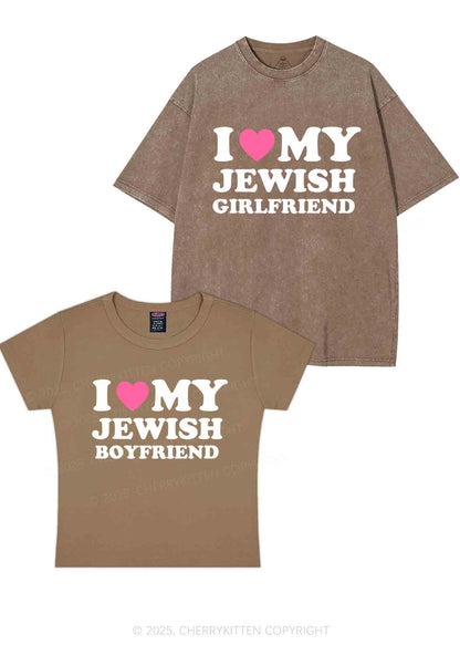 Custom I Love My Jewish GF BF Y2K Valentine's Day Couple Shirt Cherrykitten