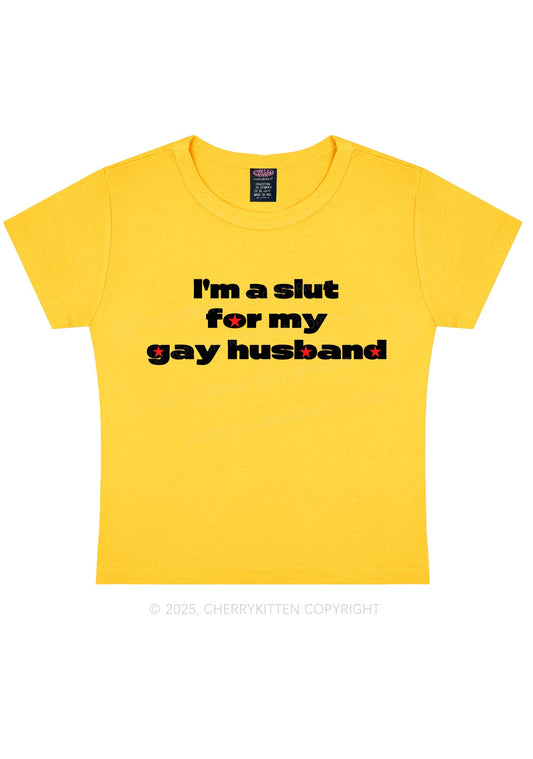 Slxt For Gay Husband Pride Y2K Baby Tee Cherrykitten