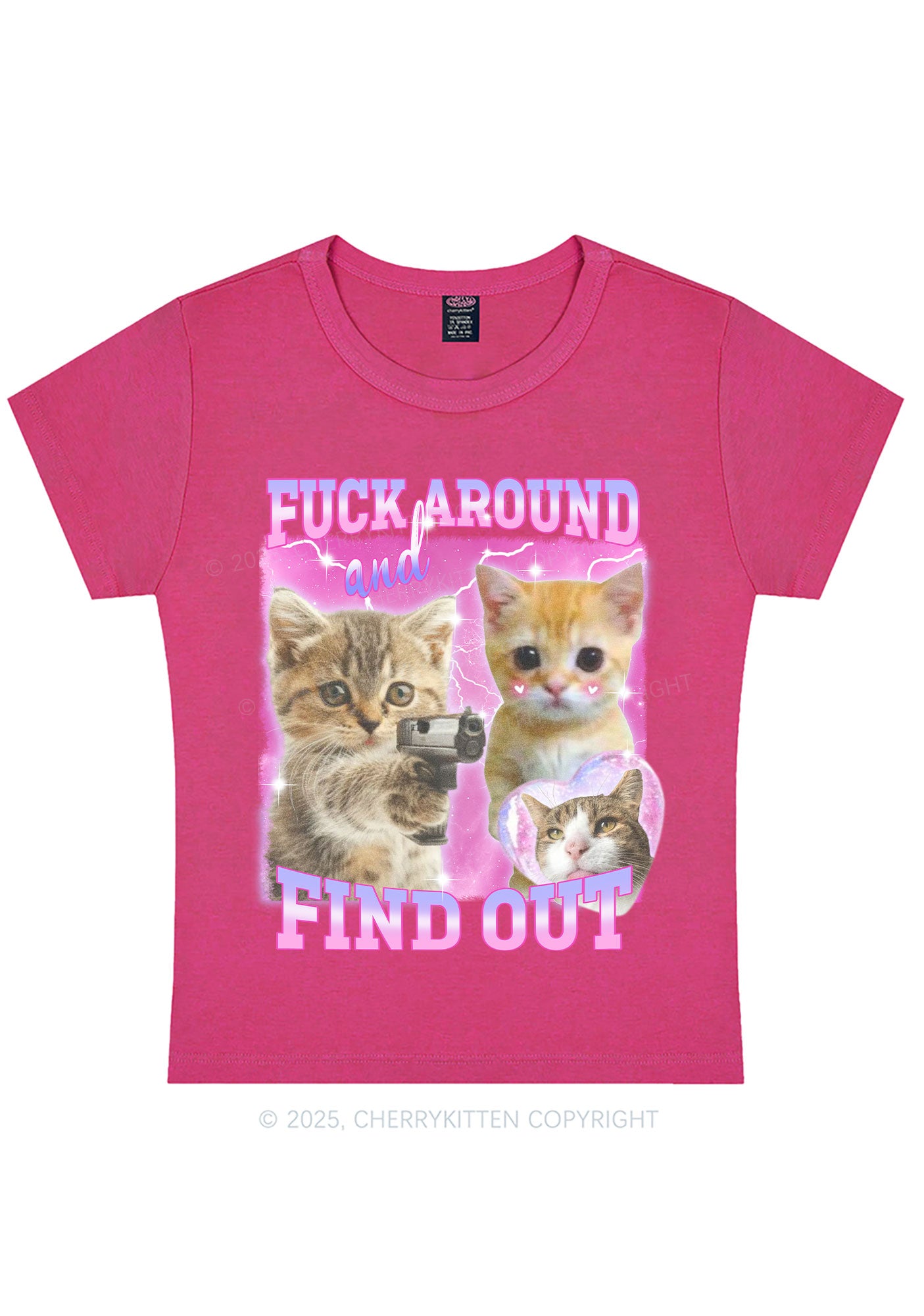Fxxk Around Cats Y2K Baby Tee Cherrykitten