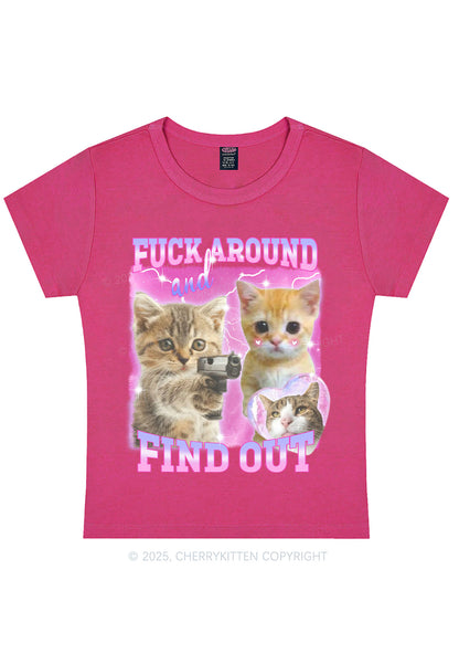 Fxxk Around Cats Y2K Baby Tee Cherrykitten